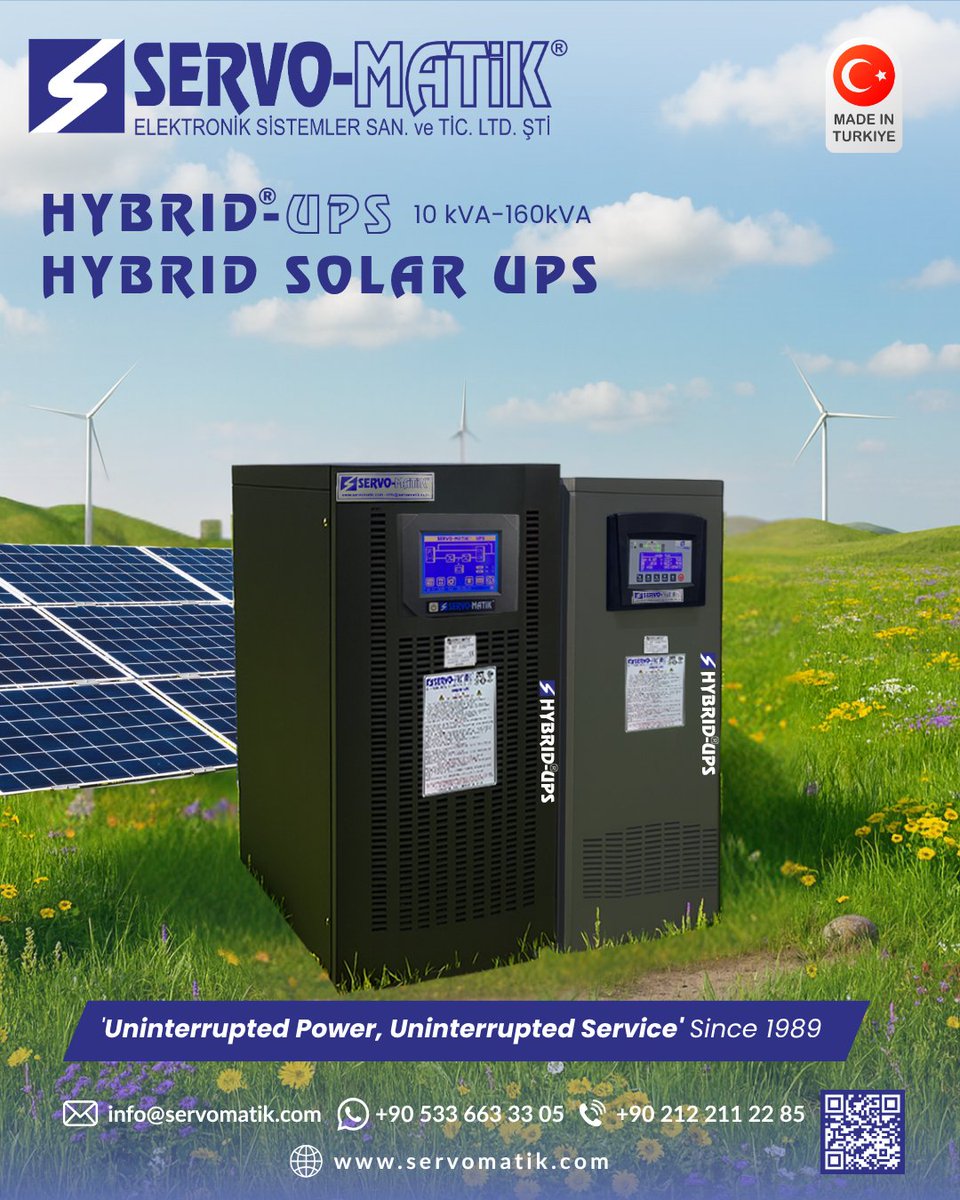 servomatik's tweet image. TR | 🌞 Güneş Enerjisi İle Daha Yeşil Bir Dünya! &quot;Hybrid Solar UPS&quot;
🔋Solar , Akü ve Şebeke üzerinden eş zamanlı otomatik çalışma

EN | 🌞 A Greener World with Solar Energy! &quot;Hybrid Solar UPS&quot;
🔋Solar, Battery and Mains simultaneous automatic operation