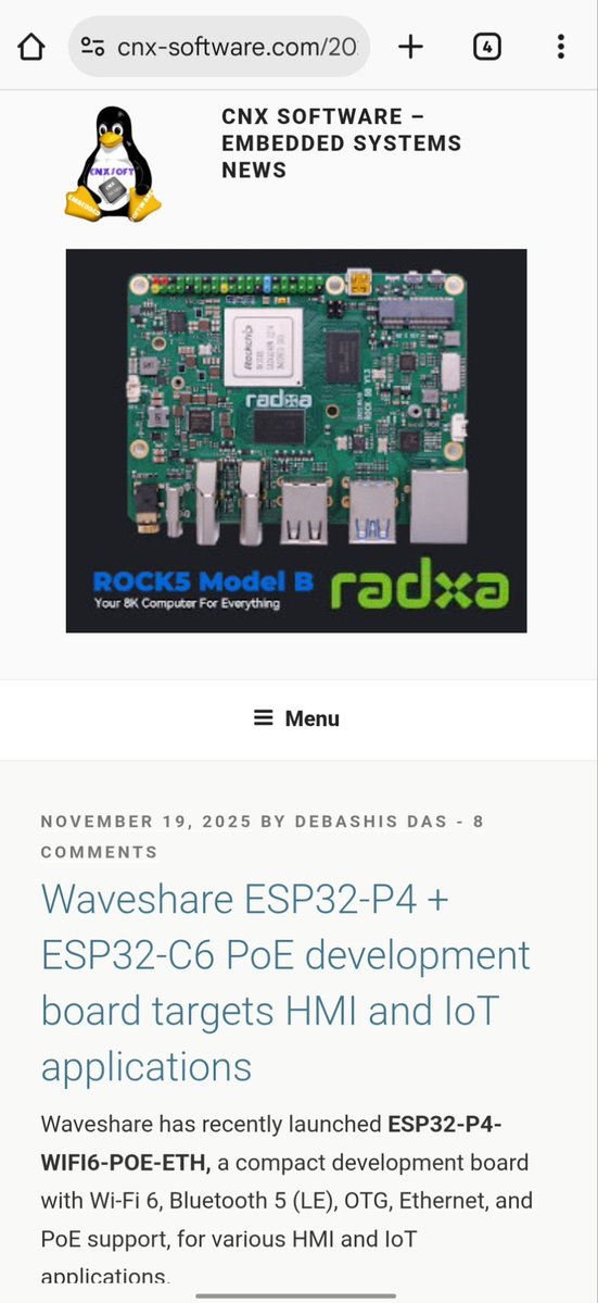 prinsX_'s tweet image. Waveshare launches ESP32-P4-WIFI6-POE-ETH: compact high-end dev board with Wi-Fi 6, BT5 LE, Gigabit Ethernet + PoE, OTG, and tons of I/O - perfect for next-gen HMI &amp;amp; loT projects

#ESP32 #ESP32P4 #WiFi6 #loT #Embedded #RISC V

https://www.cnx-

software.com/2025/11/19/wav…