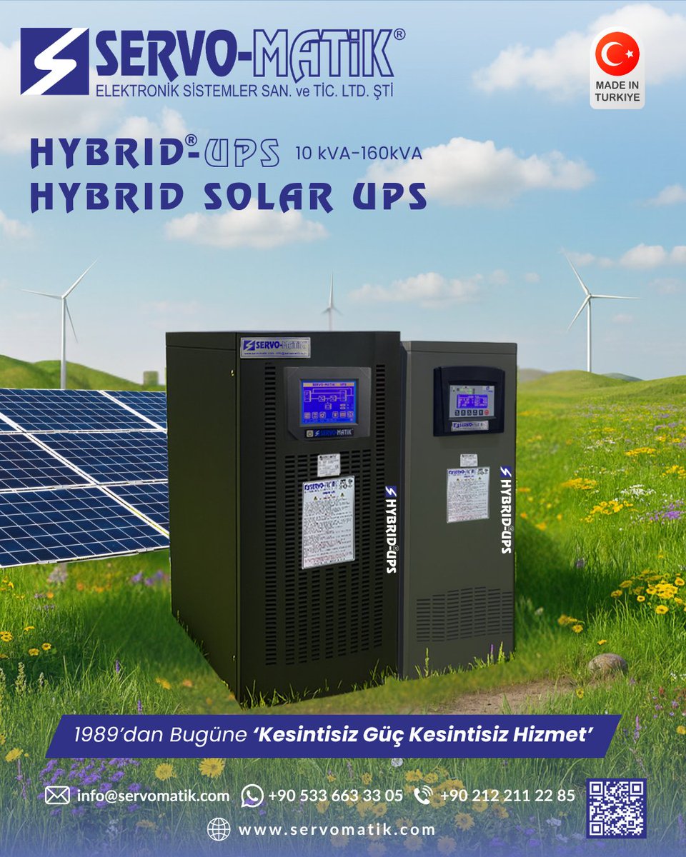 servomatik's tweet image. TR | 🌞 Güneş Enerjisi İle Daha Yeşil Bir Dünya! "Hybrid Solar UPS"

EN | 🌞 A Greener World with Solar Energy! "Hybrid Solar UPS"

 #Servomatik #MadeInTürkiye #HybridUPS #HybridSolarUPS #SolarEnergy #RenewableEnergy #CleanEnergy #GreenTechnology #UPSSystems #EnergyStorage #MPPT