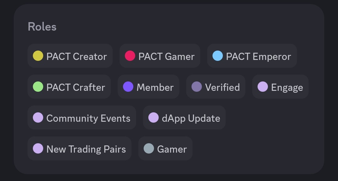 Vodka__007's tweet image. Won @Pact_Swap content creation event🥹

Got
PACT Creator role
PACT Gamer role by winning in Smashkarts 😁
PACT Emperor role (100 points)
PACT Crafter role (50 points)

Collected almost every roles

Regrets on missing OG Role🫠

Let&apos;s PACT fam🚀

#PactSwap #Pact