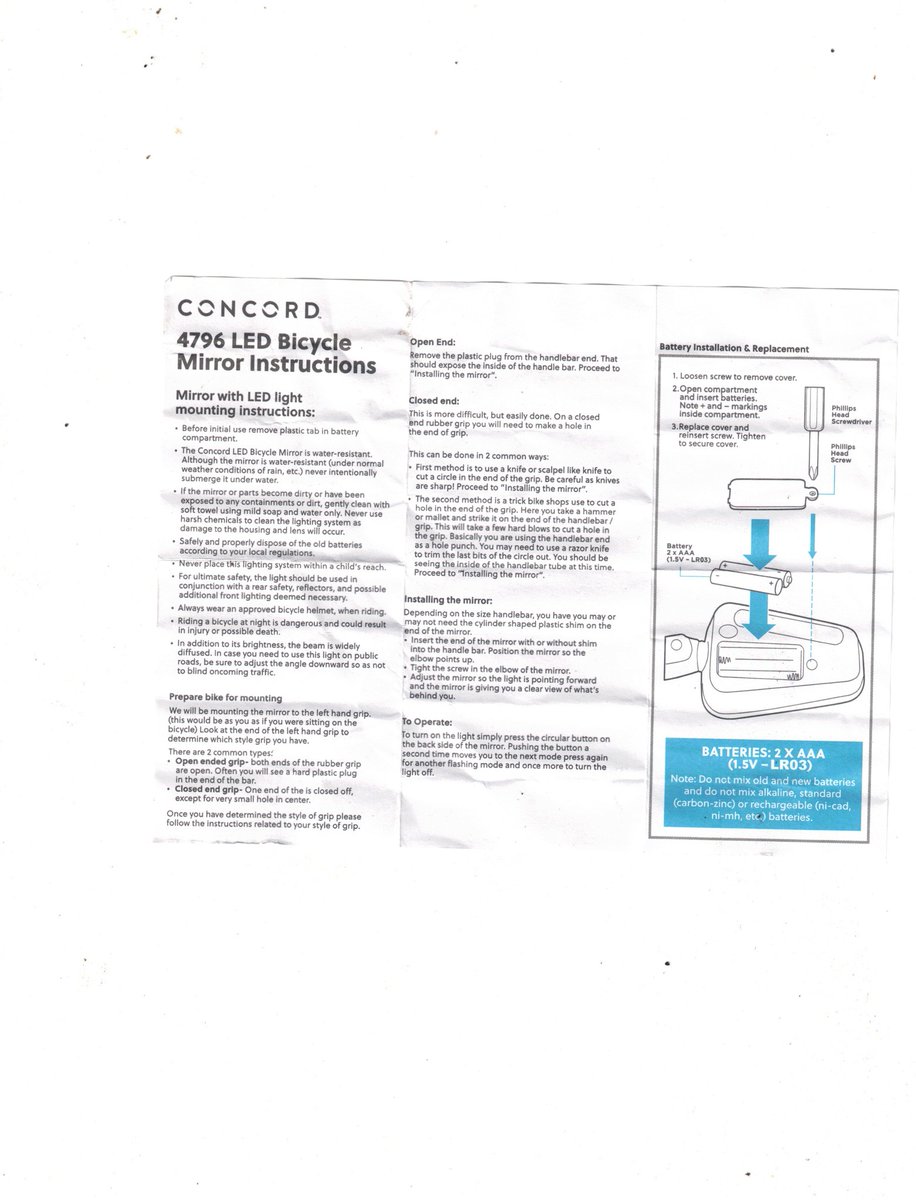 Kevin_Baris's tweet image. Concord 4796 led bicycle mirror user manual #usermanual