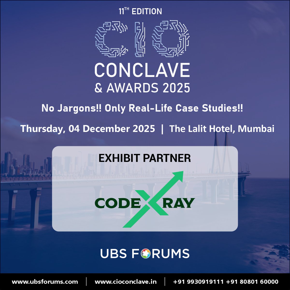 ubsforums's tweet image. 🌟 We are honoured to collaborate with 𝗖𝗼𝗱𝗲𝗫𝗿𝗮𝘆 as an 𝗘𝘅𝗵𝗶𝗯𝗶𝘁 𝗣𝗮𝗿𝘁𝗻𝗲𝗿 at 𝟭𝟭𝘁𝗵 𝗘𝗱𝗶𝘁𝗶𝗼𝗻 𝗖𝗜𝗢 𝗖𝗼𝗻𝗰𝗹𝗮𝘃𝗲 𝗮𝗻𝗱 𝗔𝘄𝗮𝗿𝗱𝘀 𝟮𝟬𝟮𝟱.

📅 𝗧𝗵𝘂𝗿𝘀𝗱𝗮𝘆, 𝟬𝟰𝘁𝗵 𝗗𝗲𝗰𝗲𝗺𝗯𝗲𝗿 𝟮𝟬𝟮𝟱
📍 𝗧𝗵𝗲 𝗟𝗮𝗹𝗶𝘁 𝗛𝗼𝘁𝗲𝗹, 𝗠𝘂𝗺𝗯𝗮𝗶

⚡…