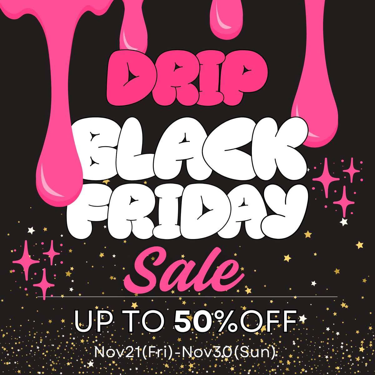 📣🎈DRIP Black Friday SALE🎈📣

本日～11/30 23:59(JST)までの期間中
一部商品が最大50％OFFのSALE価格にて販売中✨

気になっていたあの商品も、お気軽に試せる価格にて販売しておりますのでチェックしてみてください💕

☟🫠☟DRIP BOOTH☟🫠☟
oringoameo.booth.pm