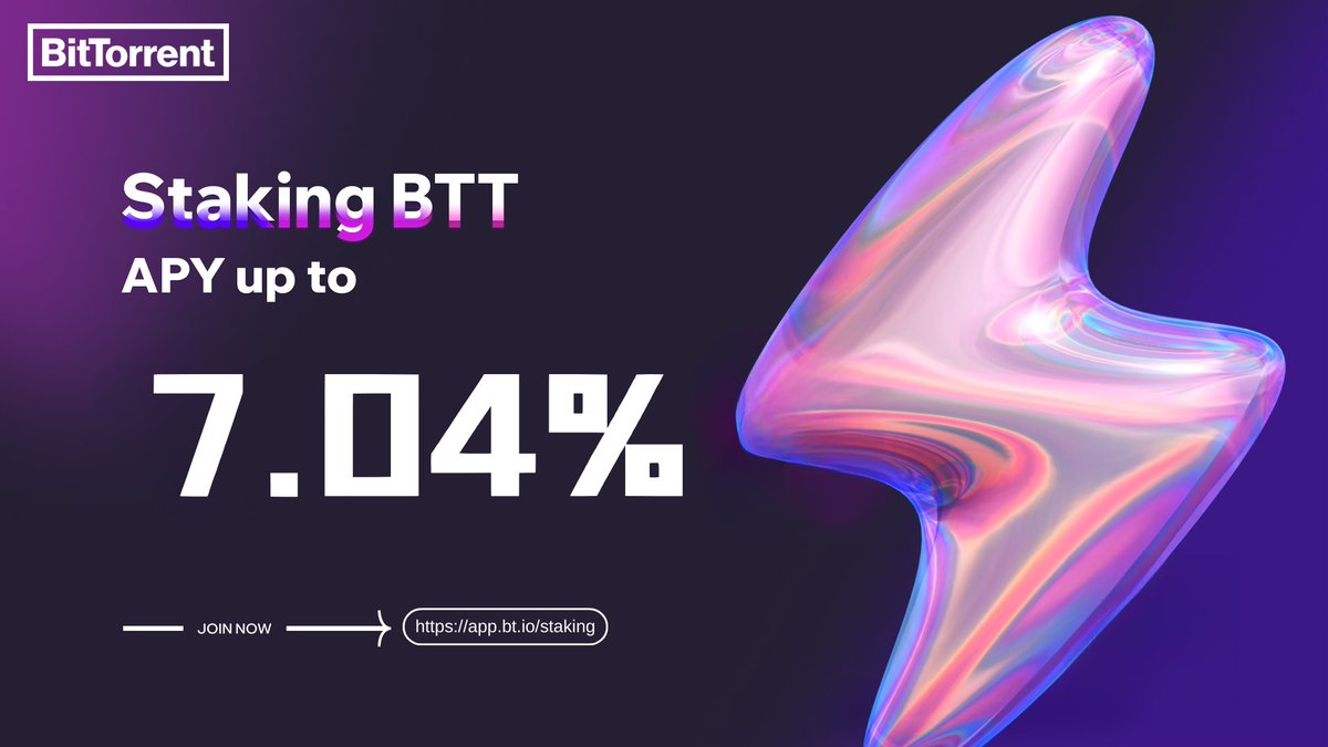 BitTorrent's tweet image. 🔥 $BTT staking offers APY up to 7.04%.       

👉 #BTTC: app.bt.io/staking