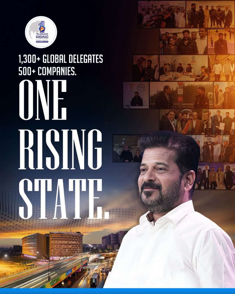 Congress_HaiHum's tweet image. Telangana isn’t just participating in the global stage — it’s leading it. 1300+ delegates, 500+ companies. Under Revanth Reddy Garu, Telangana is becoming the world’s next big destination.
Join the Rise.

#TelanganaRisingGlobalSummit #TelanganaRising