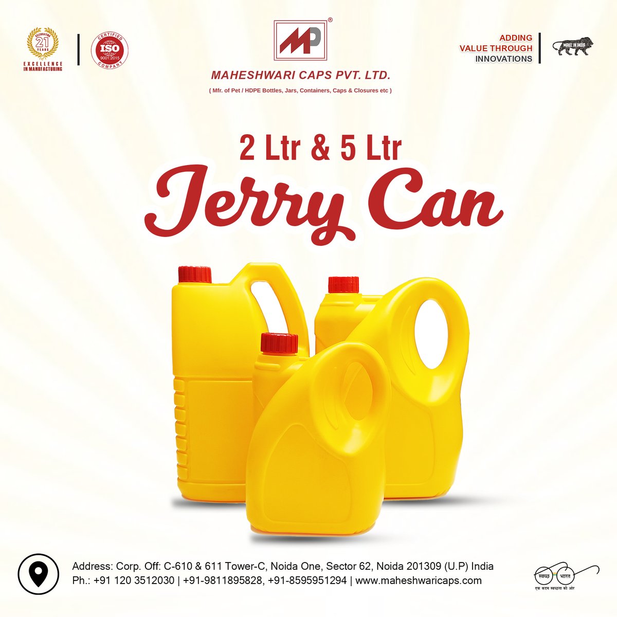 maheshwaricap's tweet image. Designed for durability, crafted for convenience — Maheshwari Caps’ 2 &amp;amp; 5 Litre Jerry Cans ensure safe, secure and seamless storage for every industry.

#MaheshwariCaps #JerryCan #HDPEPackaging #RigidPackaging #IndustrialPackaging #QualityYouCanTrust #PackagingSolutions