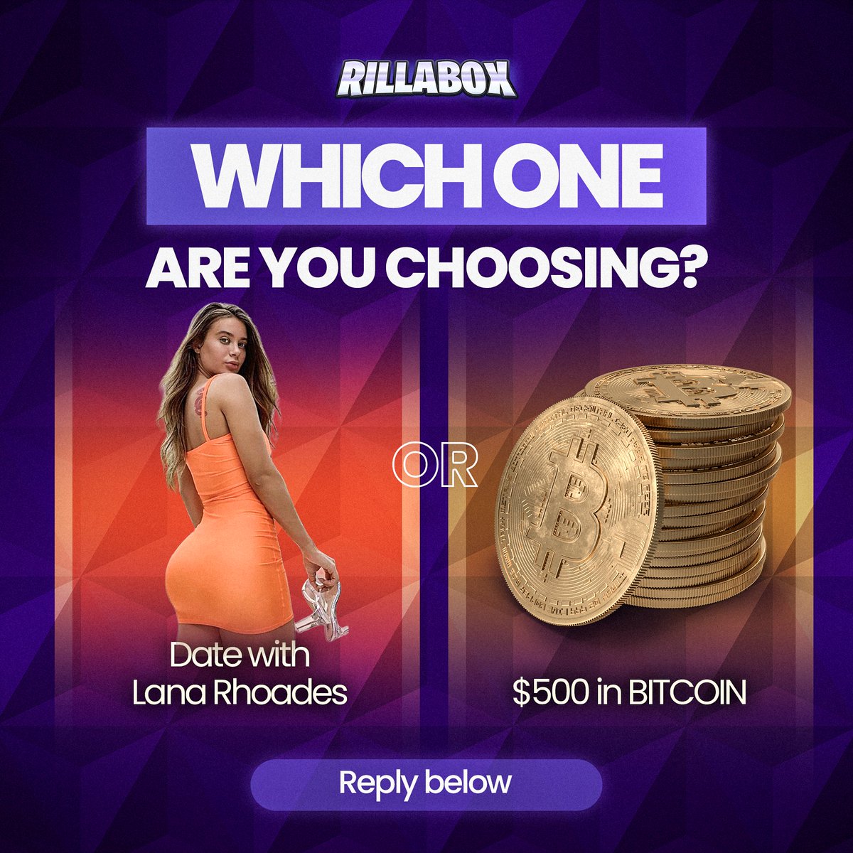 RillaBox's tweet image. Would you take the $BTC or a date?🫣

Drop your answers below to win $5👇