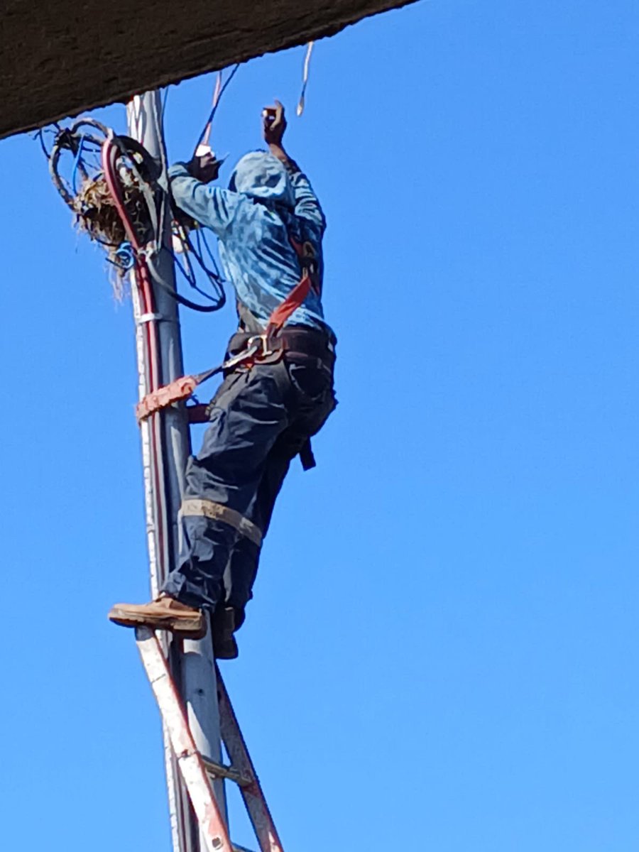 <a href="/CityPowerJhb/">@CityPowerJhb</a> <a href="/CityofJoburgZA/">City of Joburg</a> this is the electrician working between 67 and 73 Nelson Road, Booysens.  What are the  Health and Safety rules for these guys?  Is this appropriate? Will workmen’s comp cover an injury as a result of this?  Please look into this.