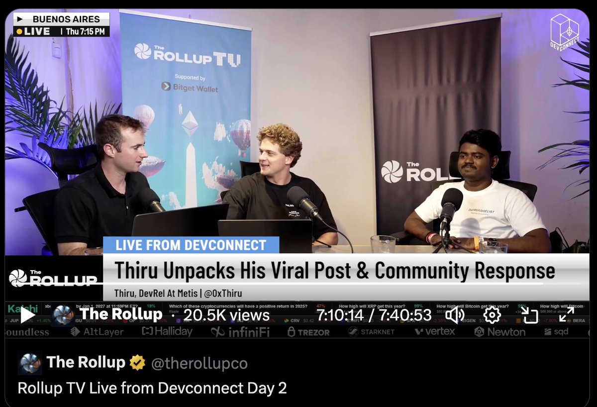 DevconnectでのThe Rollupポッドキャストに出演するThiruのスクリーンショット