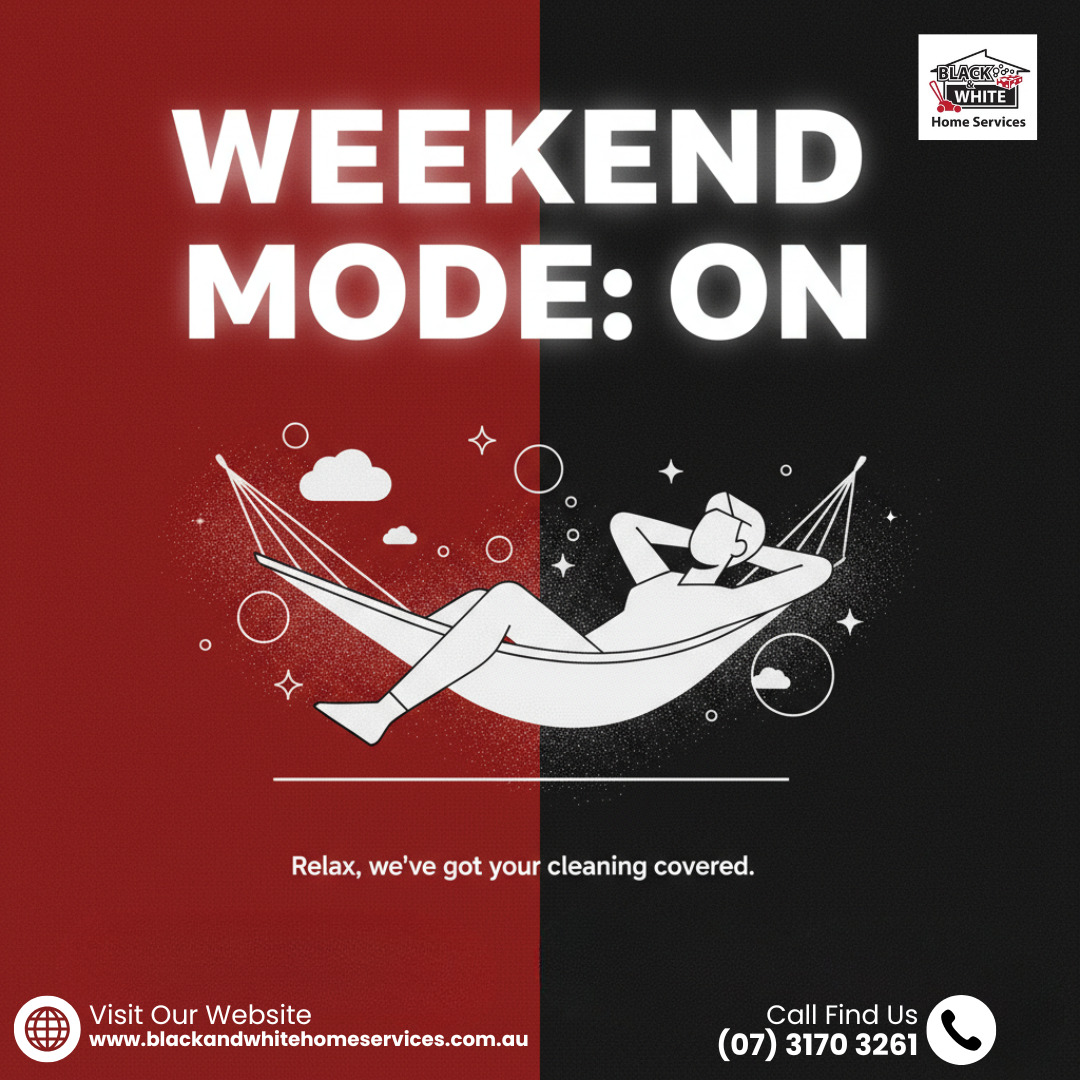 BlackndWhiteHS's tweet image. Weekend mode: ON. Relax, we’ve got your cleaning covered.
Visit:blackandwhitehomeservices.com.au
Read More : rb.gy/f0p6po

#WeekendClean #RelaxAndUnwind #CleaningCovered #BrisbaneWeekend #HomeCleanHome #OfficeCleanWeekend #BlackAndWhiteHS #CleanStart #StressFreeWeekend