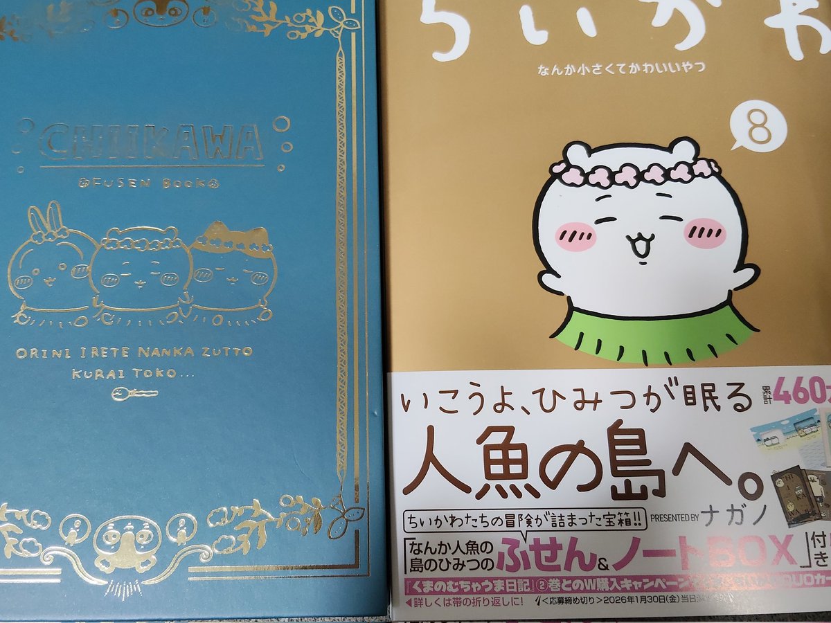 ちいかわ8巻特装版届いた〜😆 表も裏もかわいいですね🥰