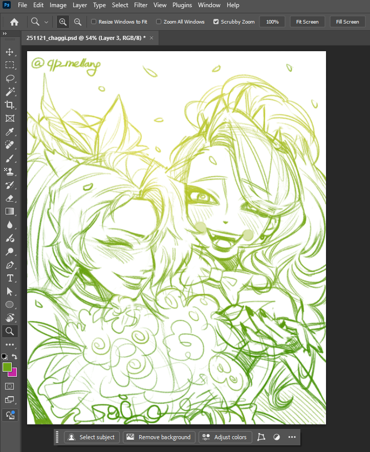 찰배는 맨날 순식간에 그려진다... 
최애컾의 기개...wip💚 

#chaggie #chaggi 
#HazbinHotel