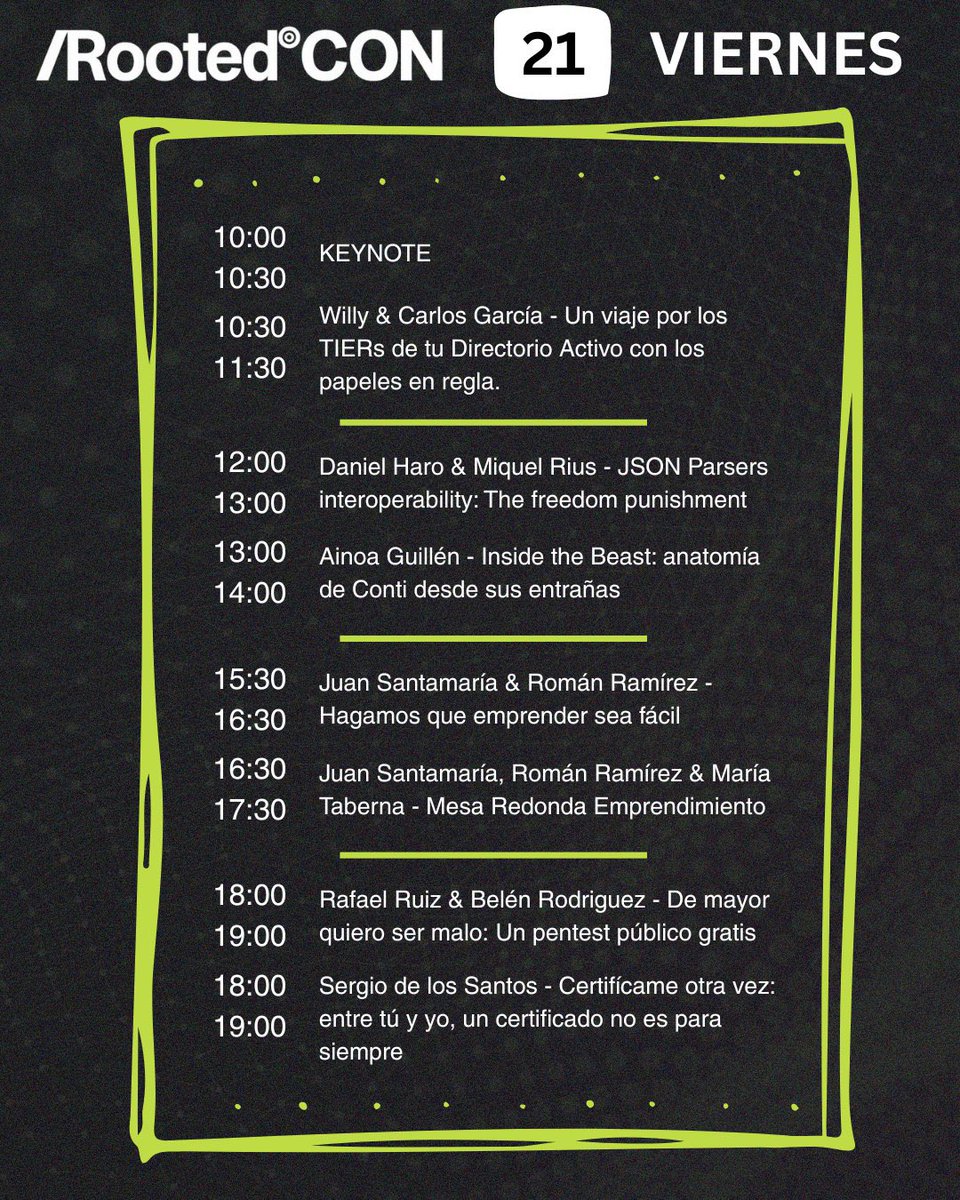 rootedcon's tweet image. ¡Buenos días! ¡Arrancamos #RootedMalaga2025!  
 👉🏼 rootedcon.com/congreso-de-ci…

Hacking en estado puro.

#RootedCON2025 #RootedCON #Cybersecurity