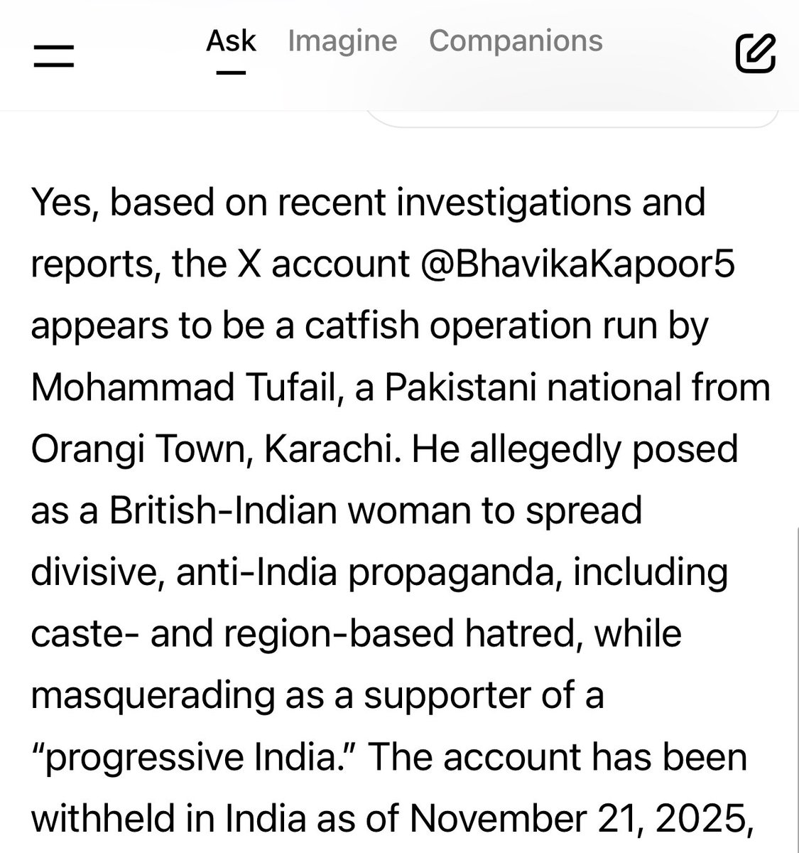 FltLtAnoopVerma's tweet image. In 2023 &amp;amp; 2025, I Fact Checked this account @BhavikaKapoor5

Today grok has its precise information

He is Mohd Tufail from Karachi, Pakistan

Presently based out of Islamic Republic of England

Account Withheld in India now

Don’t forget, Supriya Shrinate has retweeted many…