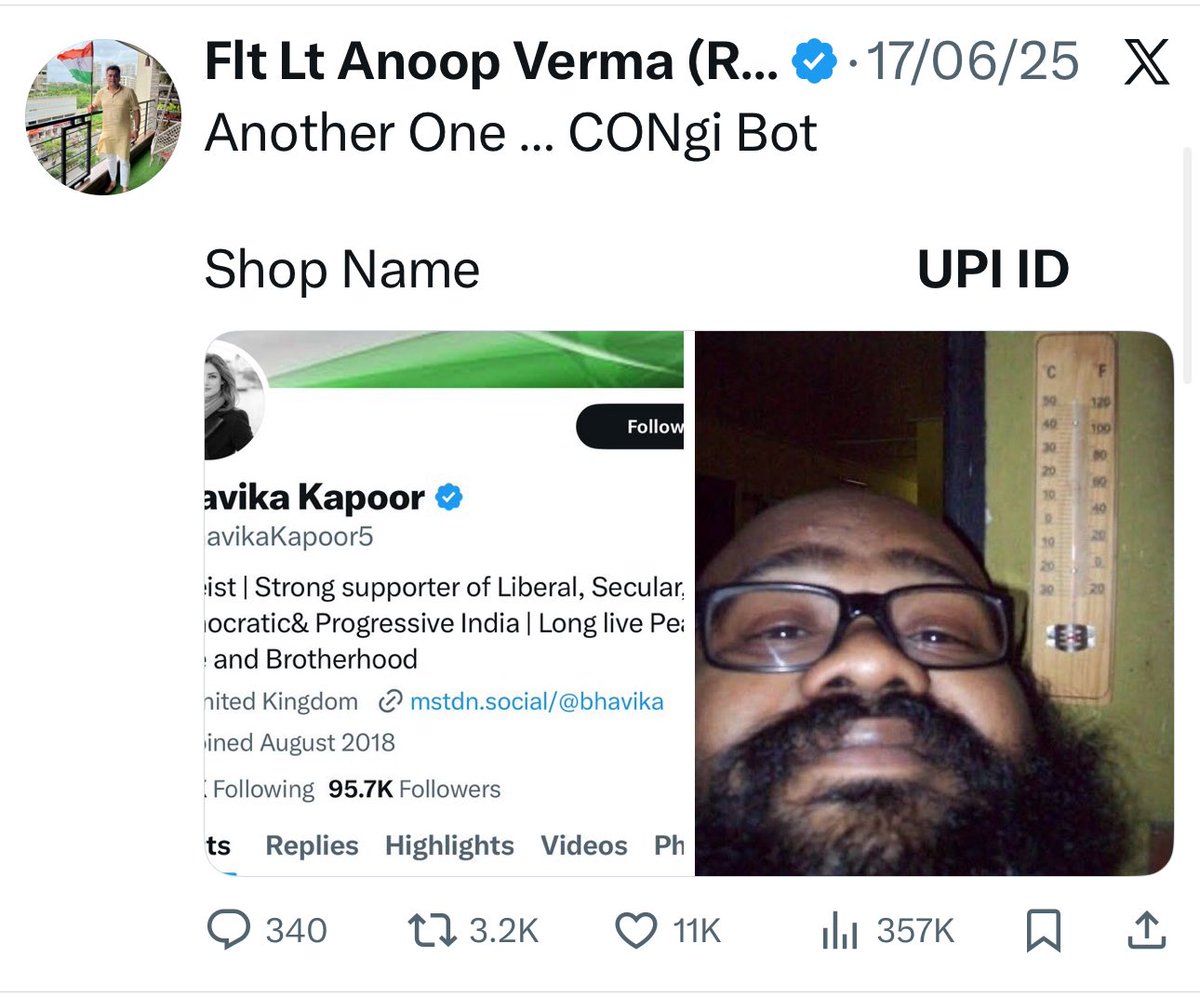 FltLtAnoopVerma's tweet image. In 2023 &amp;amp; 2025, I Fact Checked this account @BhavikaKapoor5

Today grok has its precise information

He is Mohd Tufail from Karachi, Pakistan

Presently based out of Islamic Republic of England

Account Withheld in India now

Don’t forget, Supriya Shrinate has retweeted many…