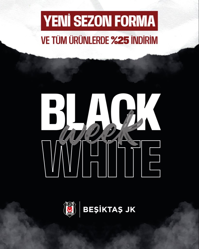 BJKKartalYuvasi's tweet image. Yeni sezon forma ve tüm ürünlerde %25 indirim! 📣🦅

Kampanya 21-30 Kasım 2025 tarihlerinde kartalyuvasi.com.tr, kartalyuvasi.eu, BJK SuperApp, Kartal Yuvası App ve Kartal Yuvası mağazalarında geçerlidir. Kampanya indirimli ürünlerde geçerli değildir. Başka…