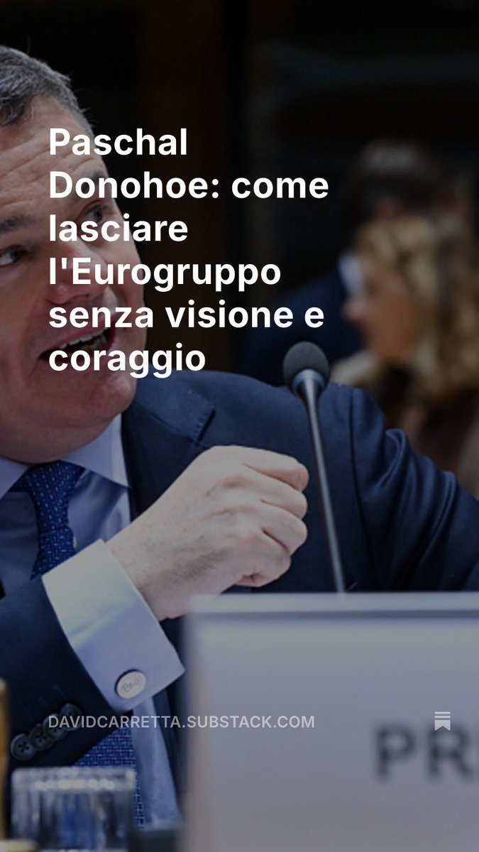 Il Mattinale Europeo è online. 

L’analisi del giorno di Oliver Grimm: “Paschal Donohoe: come lasciare l'Eurogruppo senza visione e coraggio”

Nelle brevi: il piano in 2 punti dell’Ue per
l’Ucraina, Grok negazionista antisemita. Con <a href="/CSpillmann/">Christian Spillmann</a> 👇

davidcarretta.substack.com/p/paschal-dono…