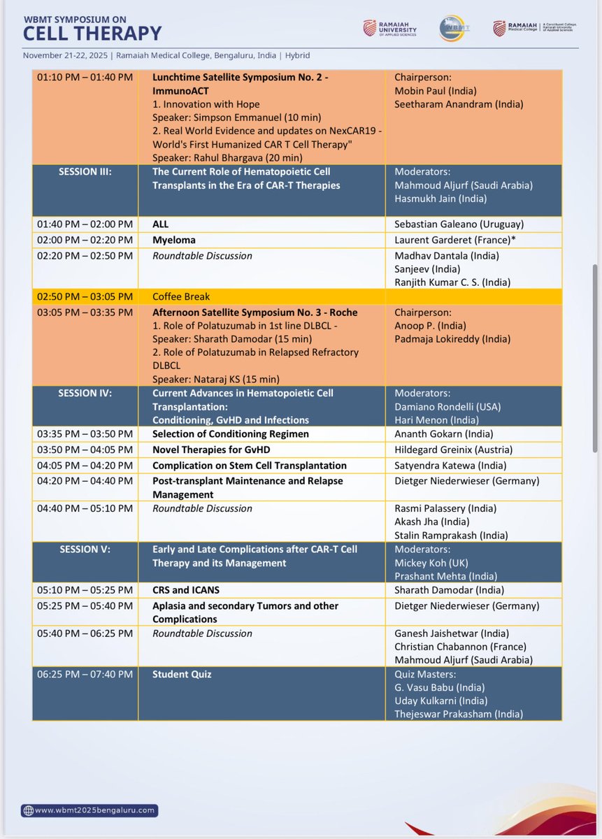 WBMT cell therapy Symposium at Ramaiah medical college, Bengaluru