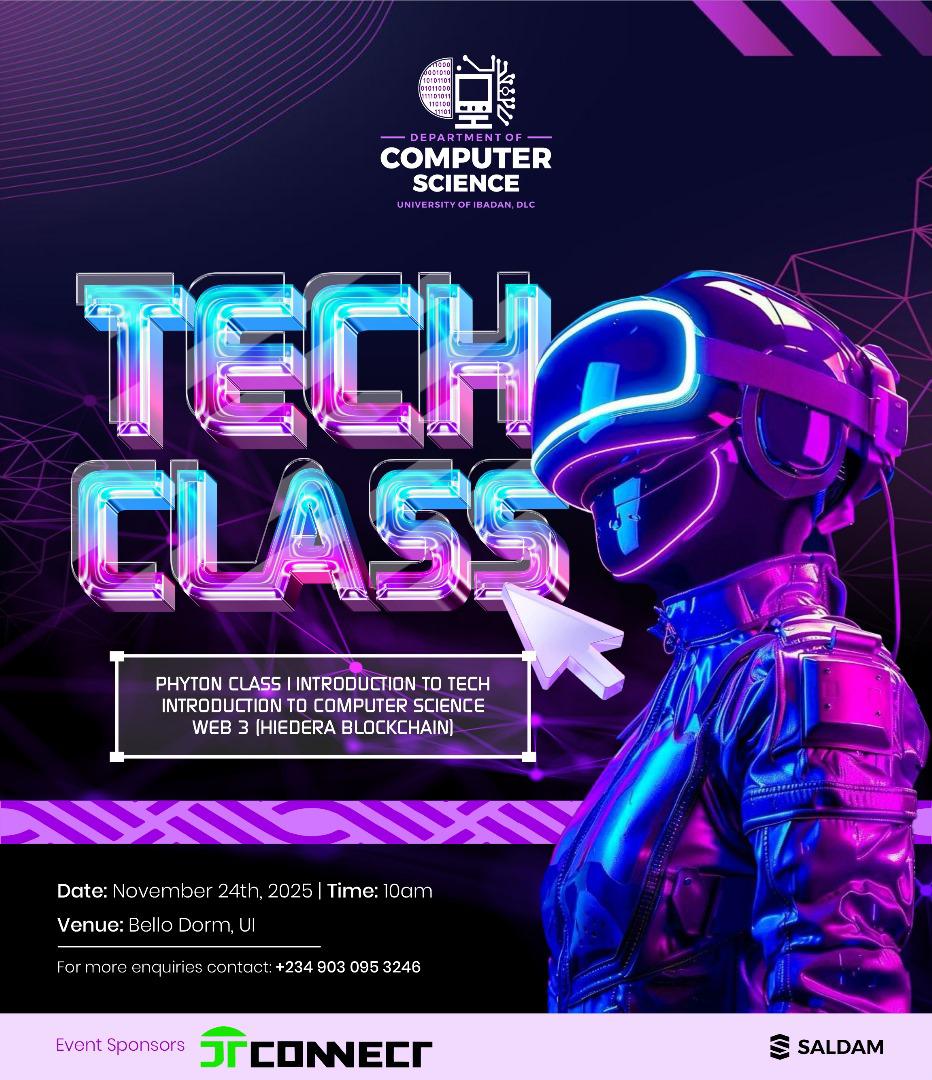 jtconnect2's tweet image. We’re thrilled to be part of the Tech Class hosted by the Dept. of Computer Science, UI 🎓

💻 Python Class
🧠 Intro to Tech &amp;amp; Computer Science
🌐 Web3 Session

Powered by @JTConnect — educating, empowering &amp;amp; connecting young builders through Web3, blockchain &amp;amp; community growth