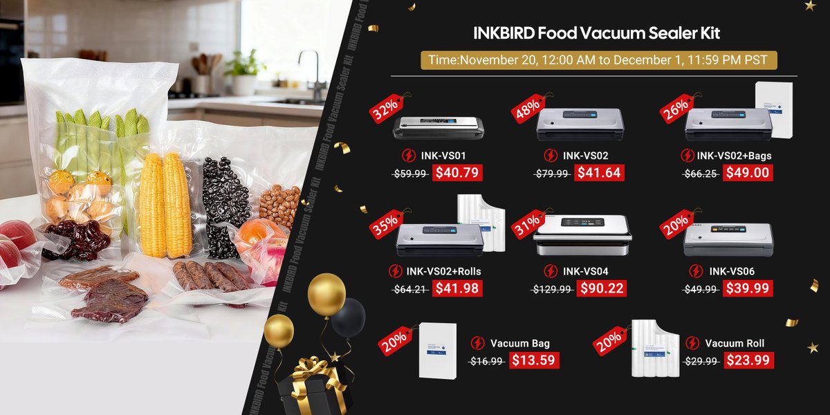 🔥Black Friday Deals🔥

🥩 Sous Vide Machines Series

🍅vacuum Sealers Series

 ⏰Promotion Time: Nov.20 2025—Dec.1 2025
Shop now via link
amazon.com/s?me=A3R4KWSJH…
amazon.com/s?me=A38U620NC…
Please help us spread this good news, thanks a lot!!!!