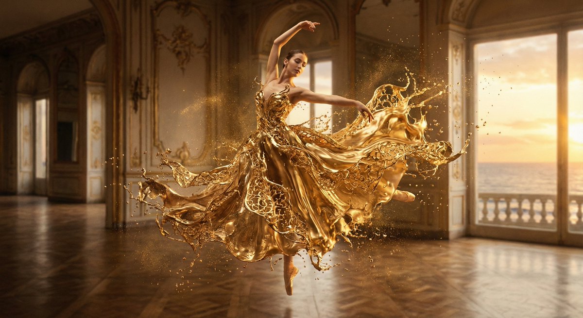 This dancing girl’s skirt is so unique and golden.