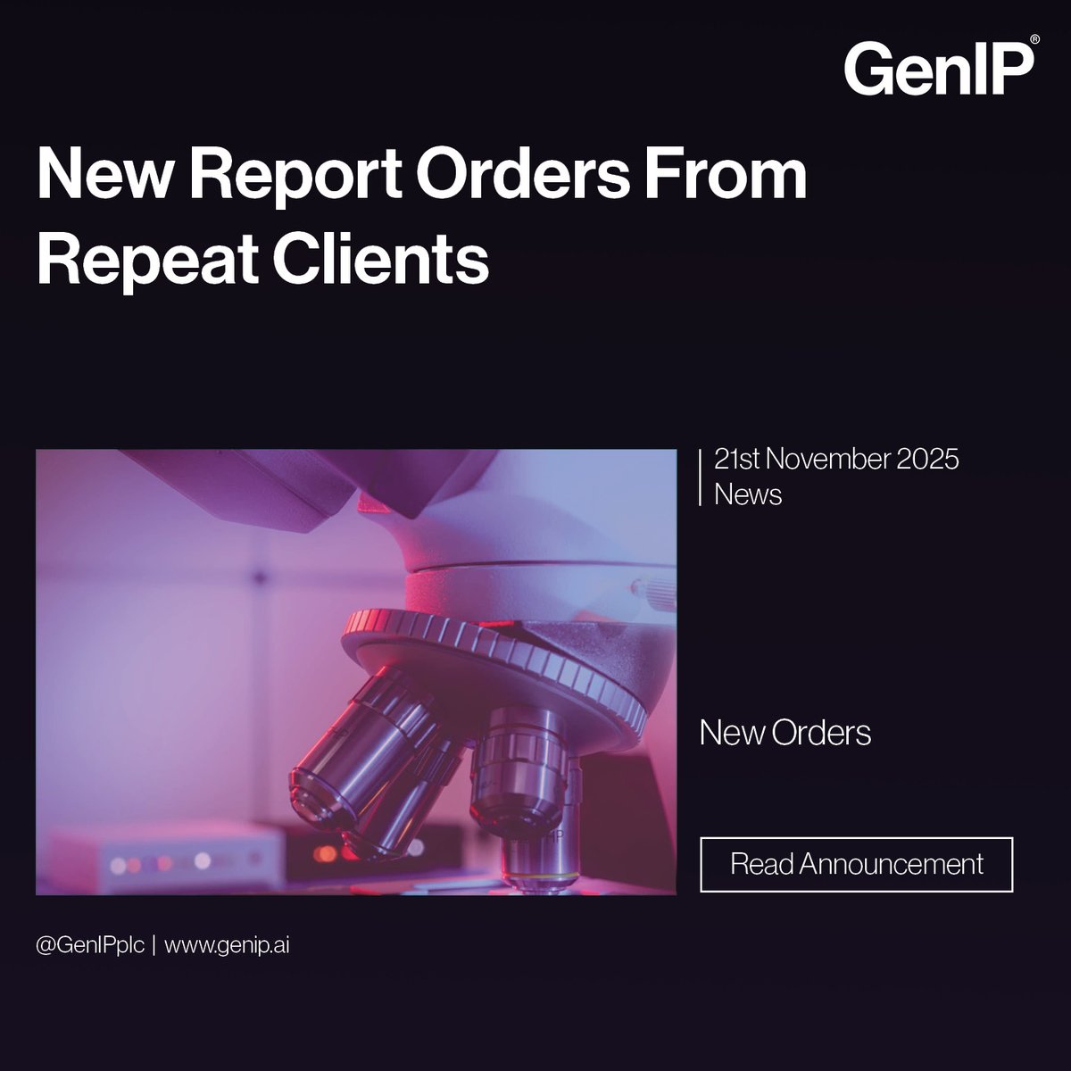 GenIPplc's tweet image. GenIP Plc is pleased to announce it has received a total of 57 new report orders from repeat clients, including two leading U.S. research universities and a returning UK institution.

Read more here: londonstockexchange.com/news-article/G…
