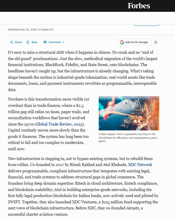 XDCNetwork's tweet image. The modernization of global trade finance is accelerating, and the shift is far more structural than speculative.

As institutions move toward tokenized credit instruments, invoices, and trade documents, the need for compliant, high-performance blockchain infrastructure becomes…