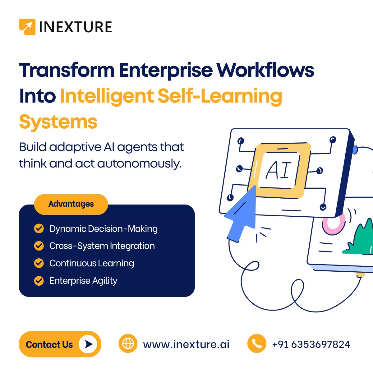 inexture's tweet image. AI agents are the next step for enterprises looking to scale without adding headcount.

 🚀 Leaner processes
 ⚙️ Autonomous execution
 📈 Higher productivity

👉 Book a free consultation:
🔗 inexture.ai | 📲 +91 6353697824

#EnterpriseAI #AutomationTools #AIAgents