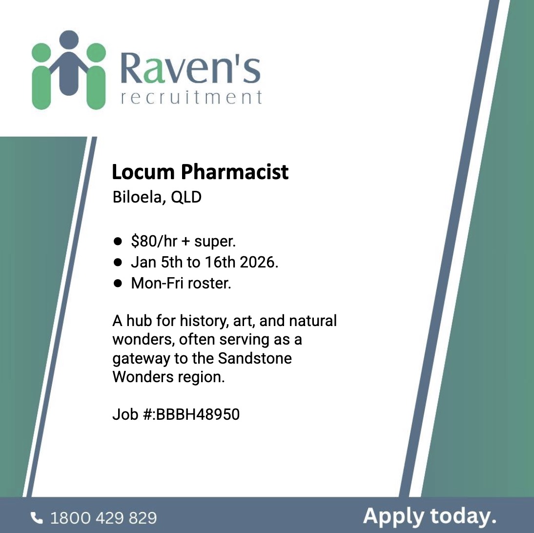 View and Apply: ravensrecruitment.com.au/job/locum-phar…
Phone: 1800 429 829 or +61 7 5509 5800
.
#communitypharmacy #pharmacy #pharmacist #recruitment #pharmacyjobs