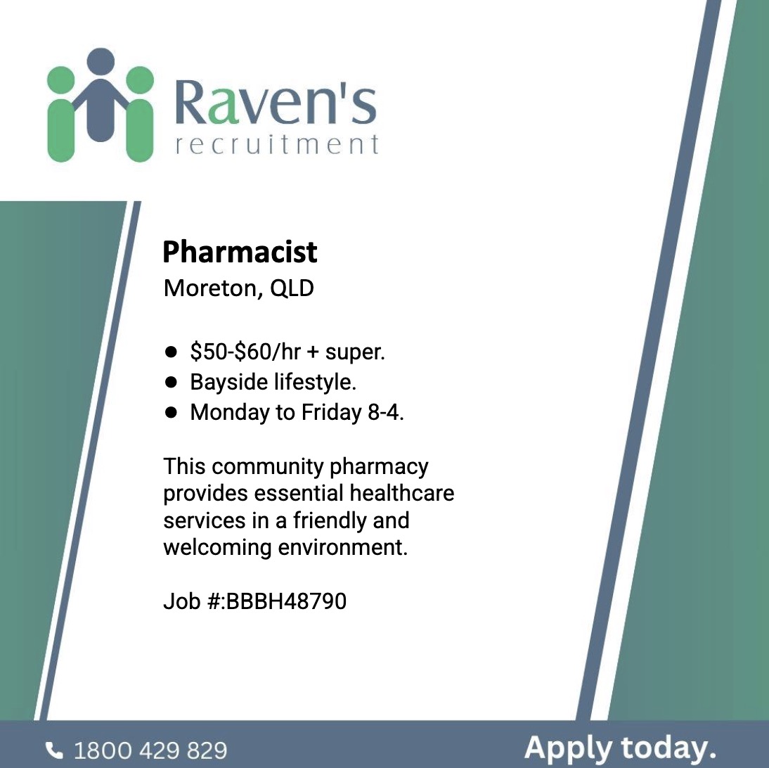 View and Apply: ravensrecruitment.com.au/job/pharmacist…
Phone: 1800 429 829 or +61 7 5509 5800
.
#communitypharmacy #pharmacy #pharmacist #recruitment #pharmacyjobs