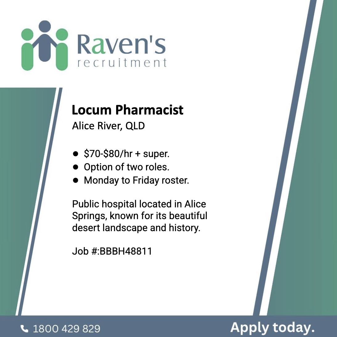 View and Apply: ravensrecruitment.com.au/job/locum-phar…
Phone: 1800 429 829 or +61 7 5509 5800
.
#communitypharmacy #pharmacy #pharmacist #recruitment #pharmacyjobs