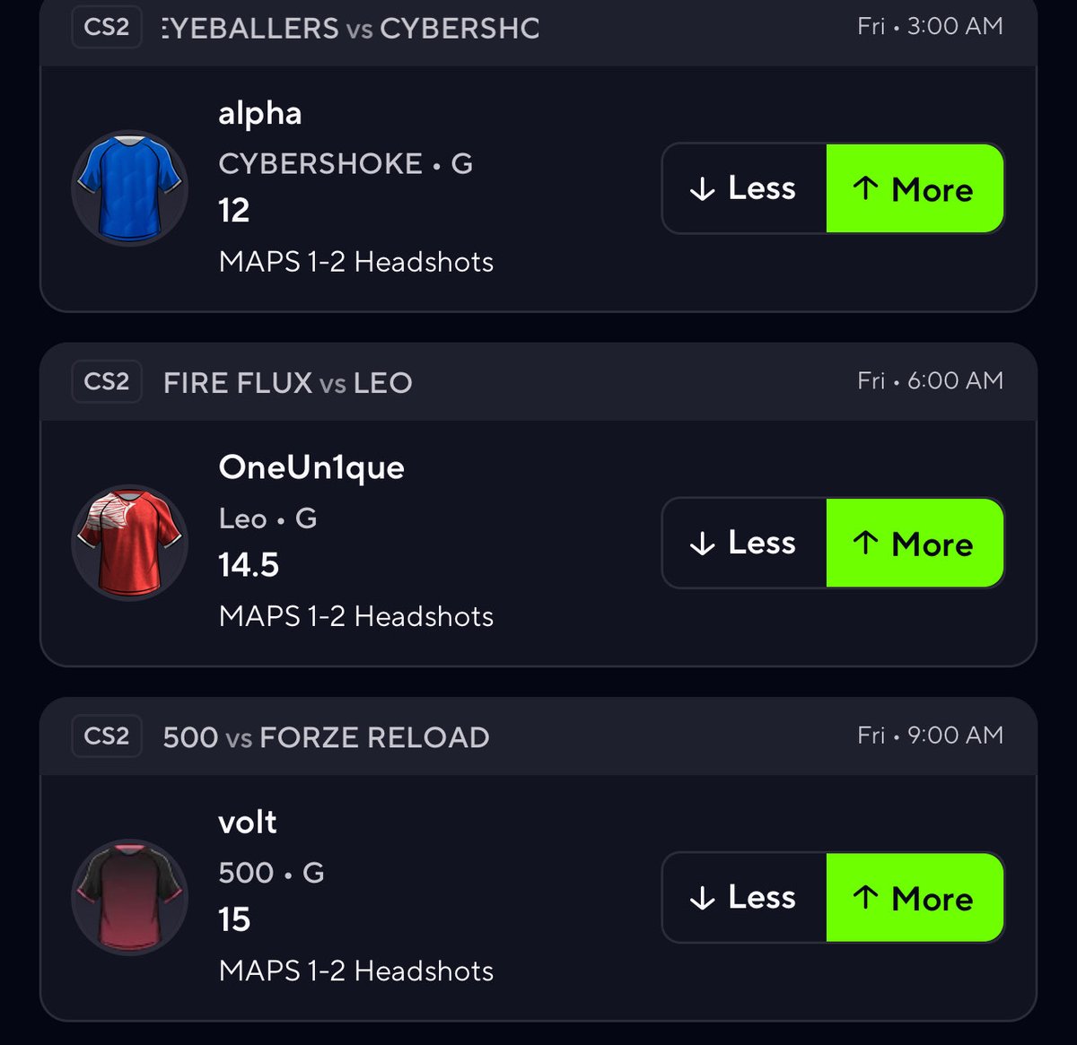 Klarb4's tweet photo. Here’s another 3 man wake n cash more is posted in the discord 🌕 💰
#csgo #wakencash #prizepicks #esports #parlay #playerbets #props https://t.co/F0GJ18PiTz
