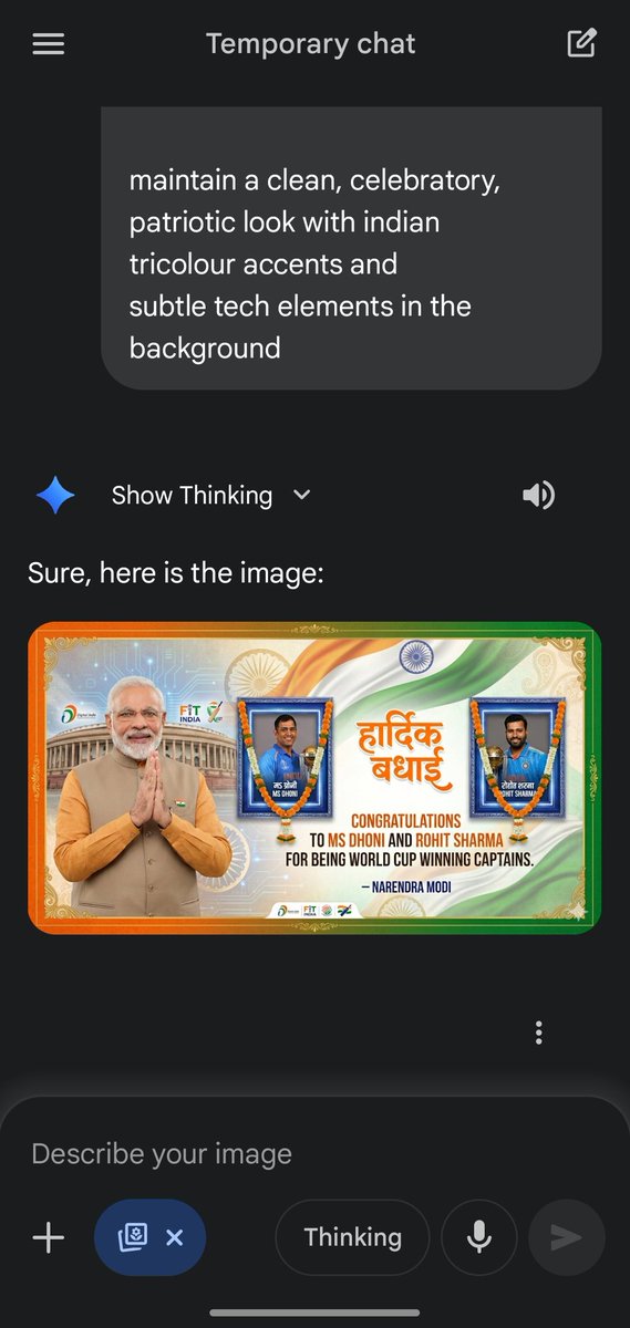 ipostasleep's tweet photo. @cneuralnetwork This is actually insane 🤯 If someone else posted it, I wouldn’t have believed it...so here’s the app screenshot + the image. Wild how it added Digital India vibes and Parliament even though I didn’t ask for it. https://t.co/B8Iphdq0fb
