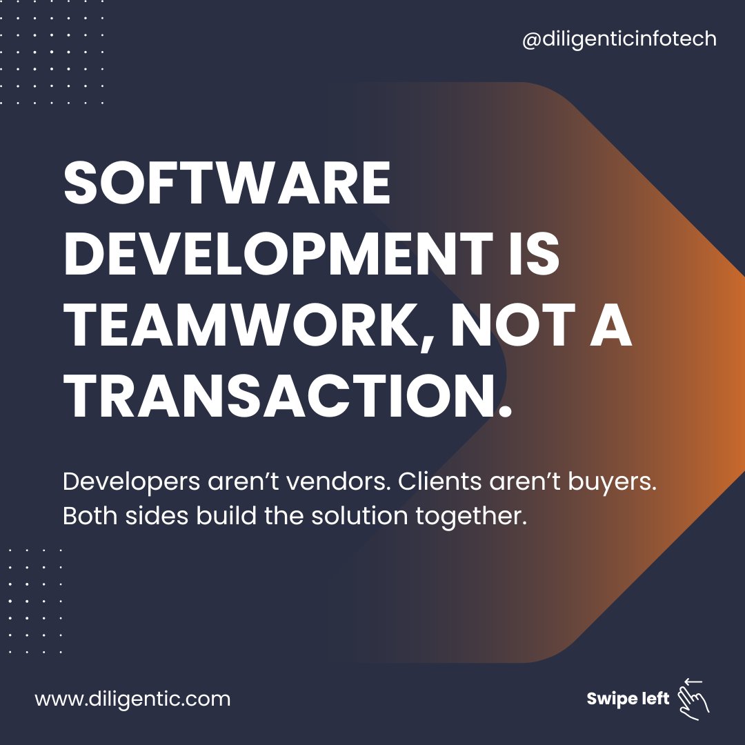 diligenticit's tweet image. #SoftwareDevelopment isn’t a transaction; it’s a collaboration.
Great products come from shared ownership, real conversations, and solving the right problems together.
If you care about building better #products (&amp;amp; better teams), this one’s for you.
#DiligenticInfotech #Trending