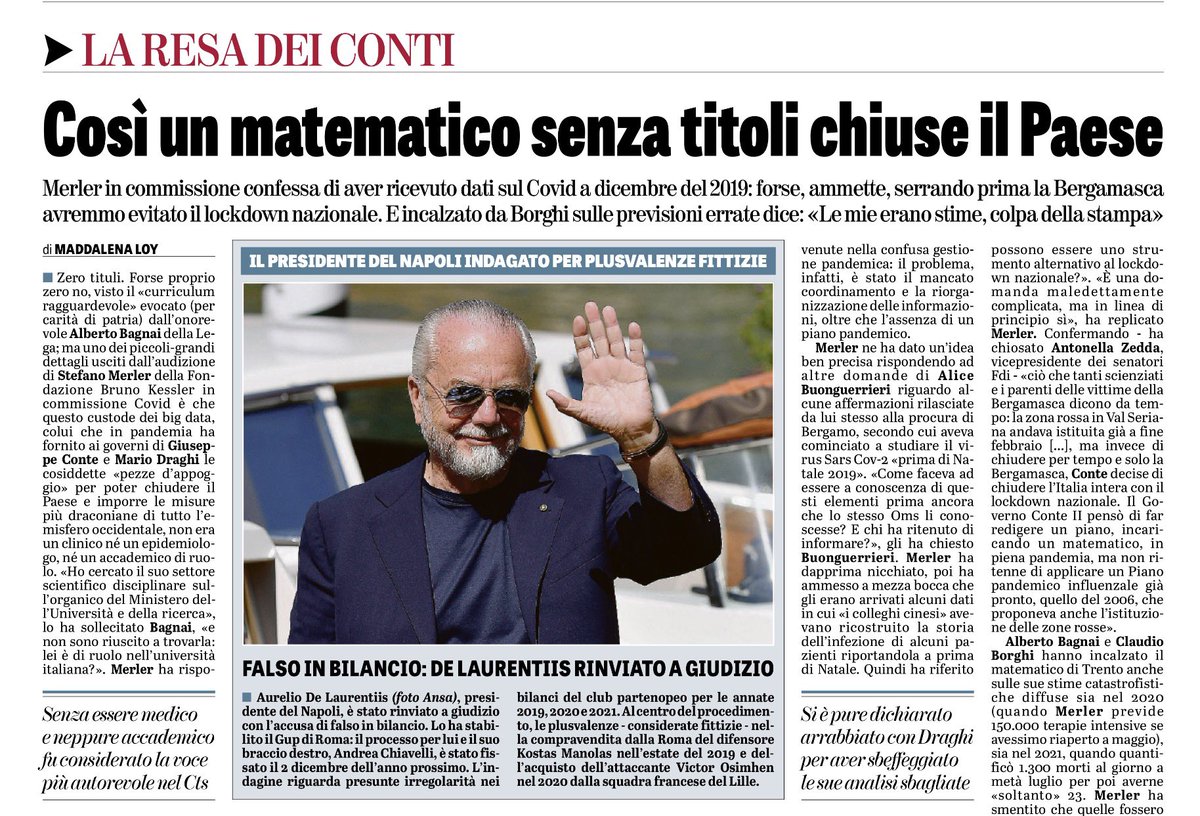 Stefano Merler è il matematico non-medico, non-epidemiologo, non-accademico cui i governi Conte e Draghi hanno affidato, senza contrattualizzarlo, tutti i dati pandemici che sono serviti da “pezza d’appoggio” per poter chiudere l’Italia. Audito in commissione covid, Merler ha