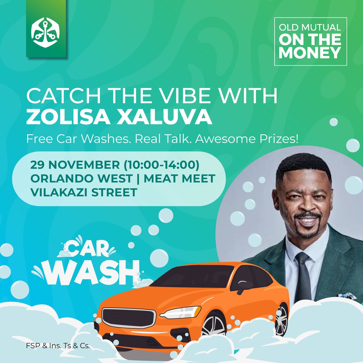 Get ready, Soweto! We’re closing out November with good vibes, great company, and a clean ride – hosted by the one and only Zolisa Xaluva! 

Join Old Mutual On The Money, in collaboration with Old Mutual Insure, on 29 November at Meat Meet, Vilakazi Street in Orlando West from