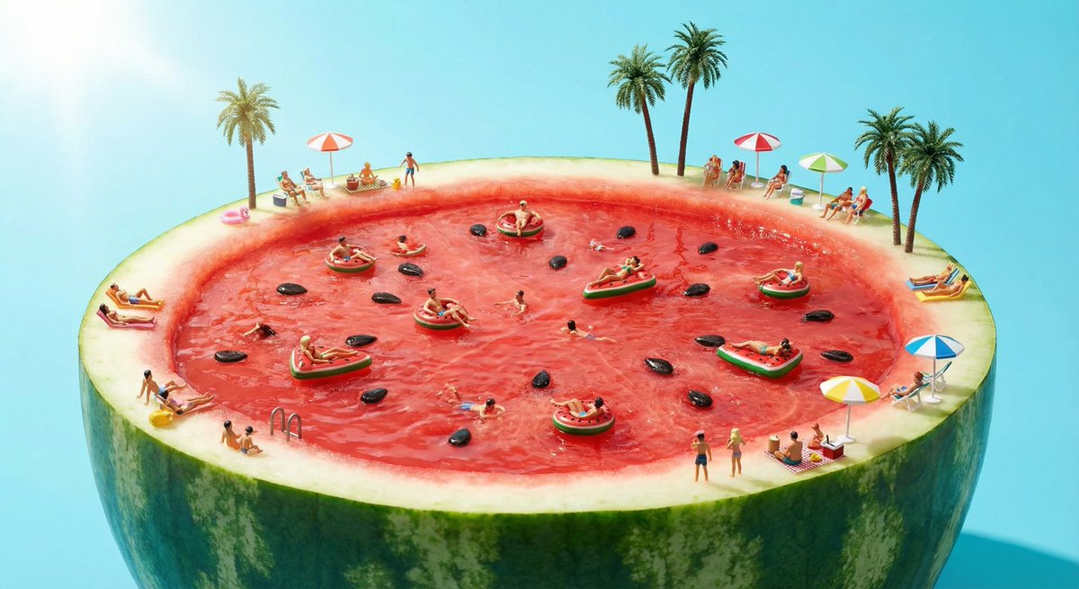 Swim in the sun and drink watermelon juice