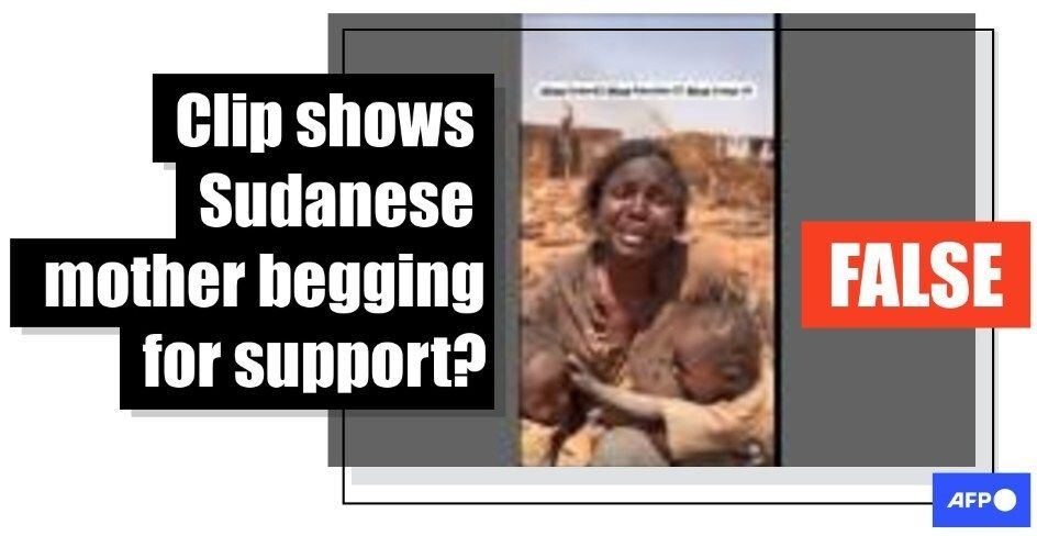 AFPFactCheck's tweet image. Sudan&apos;s war has caused a humanitarian crisis, but a clip of a woman pleading for help as she holds her two children is AI-generated. Published on Instagram, the post also appeals for donations on a crowdfunding page with question marks over its legitimacy  u.afp.com/ShZm