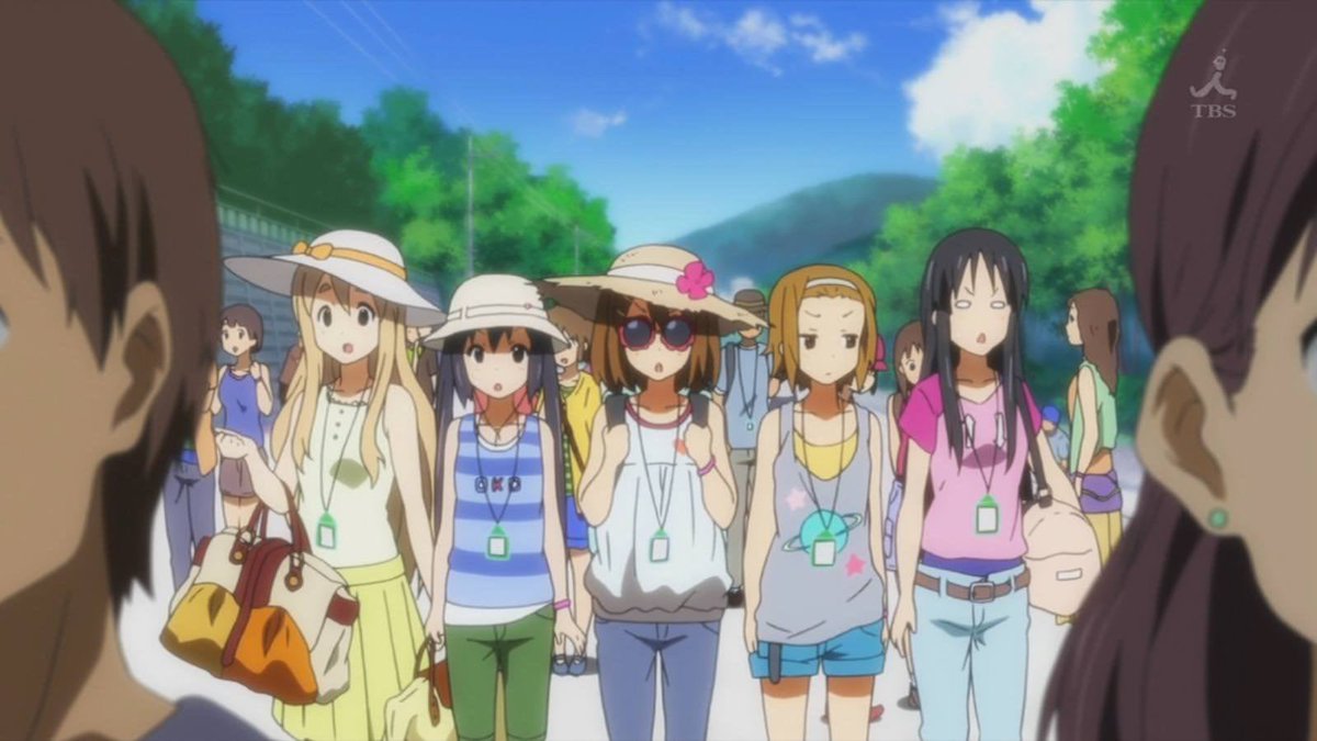 NBinted's tweet image. The K-ON! anime besides being mostly made by women, also actively cuts and censors fanservice from the source material. 

It also intentionally gives the characters more realistic and looser fitting clothes in their casual outfits.

I thought these weird dudes hated that lol.