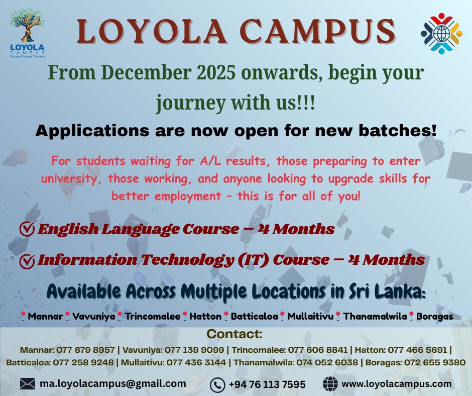 Loyola_CampusSL's tweet image. Unlock Your Future with Loyola Campus!
 
Admissions open now at all Loyola Campus Centers!

Register now and take the first step towards excellence.  

loyolacampus.com
.
.
.
#loyolacampus #globalenglish #computerapplication #educationforall #englishunlock #globalenglish