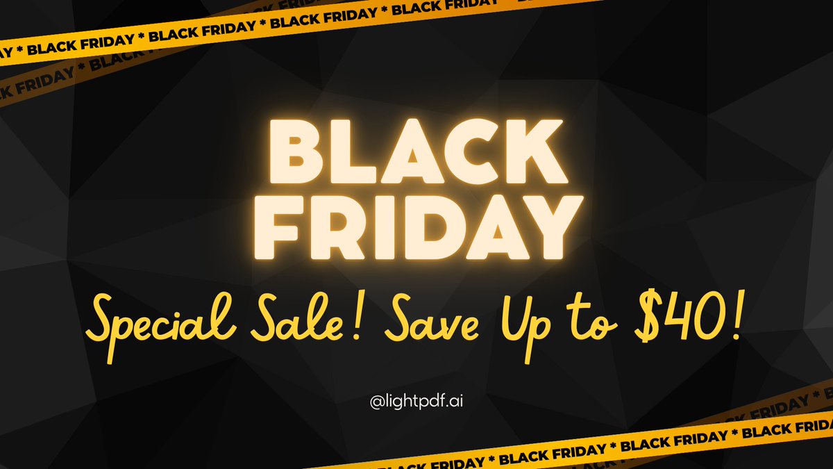 LightPdf's tweet image. Black Friday is ON!! 🔥🔥🔥
⏰Ends Dec 5
Save up to $40 OFF — biggest deal of the year.
🌟Annual: $35.99
🌟Lifetime: $69.99
All your PDF + AI tools in one place — edit, convert, summarize, translate.
💰Deal here ➜ lightpdf.com/promotion?appt…