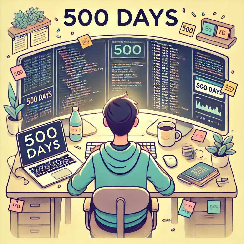 iamaditya_3's tweet image. Yesterday I completed my fifth #100daysofcode challenge on LinkedIn marking 500 days of consistently coding!!
It&apos;s like a routine for me now, more to come!