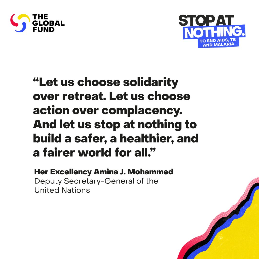 GlobalFund's tweet image. “Let us choose solidarity over retreat. Let us choose action over complacency. And let us stop at nothing to build a safer, a healthier, and a fairer world for all.”

Her Excellency @AminaJMohammed, Deputy Secretary-General @UN, joins the @GlobalFund’s Eighth Replenishment with a…
