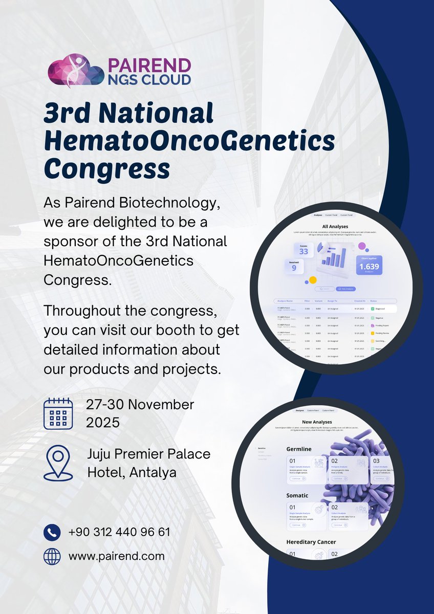 We are heading to Antalya for the National HematoOncoGenetics Congress! 

📅 27–30 November 2025 
🚩 Juju Premier Palace Hotel, Antalya