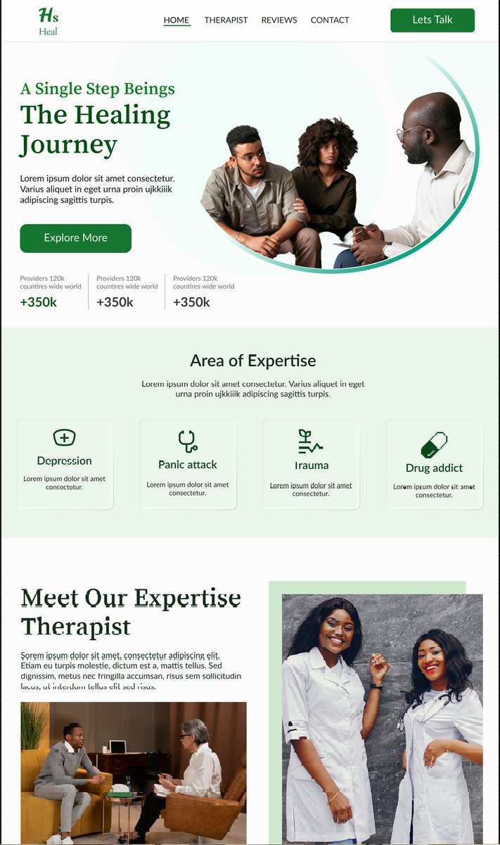ChiomaGraham's tweet photo. Online Health Therapy UI 🧠💬*

Today’s focus is clarity
.  
In therapy platforms, users need *calm, not clutter*.

So I stripped it down to only what matters:
– Clean layout  
– Clear CTAs  
– Simple booking process

Because in health design, *clarity heals.  
#UXDesign https://t.co/nkDcDp4QLl