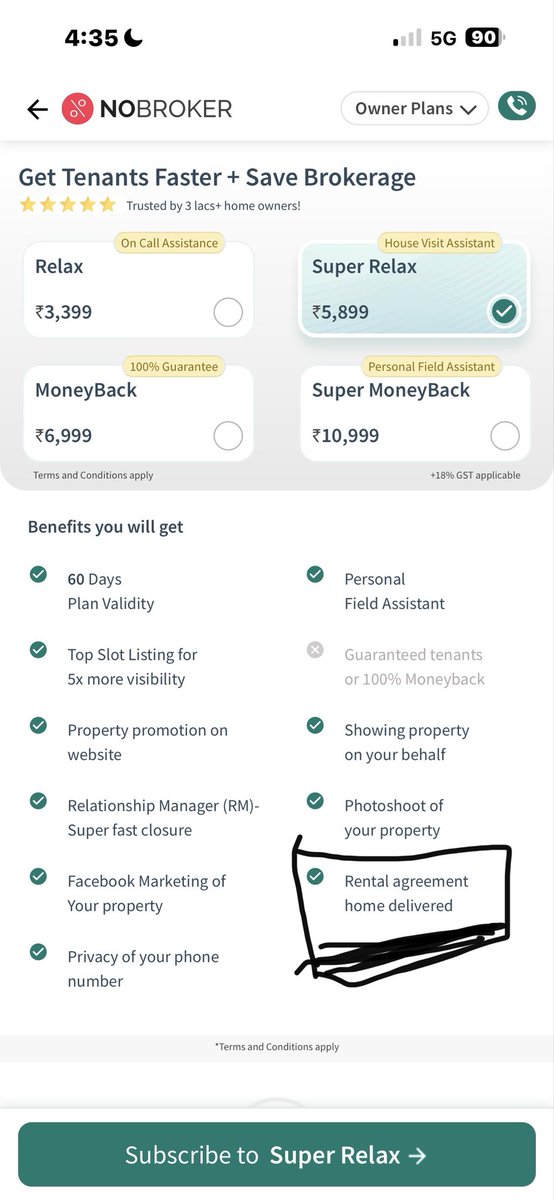 satyapatiAI's tweet image. i am uninstalling #nobroker app, cannot continue using services that uses #darkpattern to take extra money from customers.  I saw 2 of my friend fall for same trap today.  ByeBye nobroker