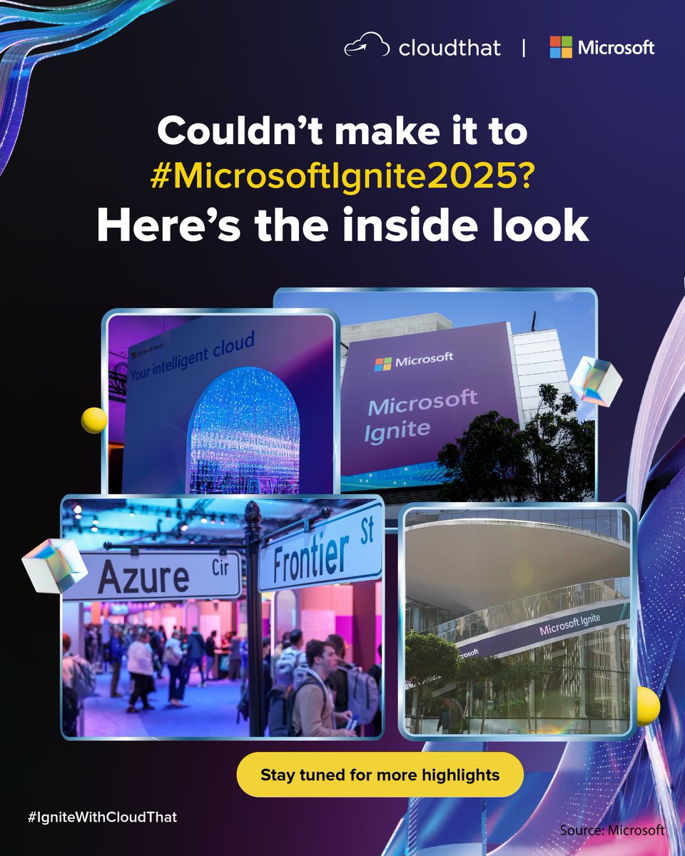 cloudthat's tweet image. If you missed the excitement at #MicrosoftIgnite2025, don’t worry! This year’s edition was a blend of innovation, creativity, and impactful conversations, and we’re decoding the highlights for you - stay connected for more moments, insights, and announcements from the event.…