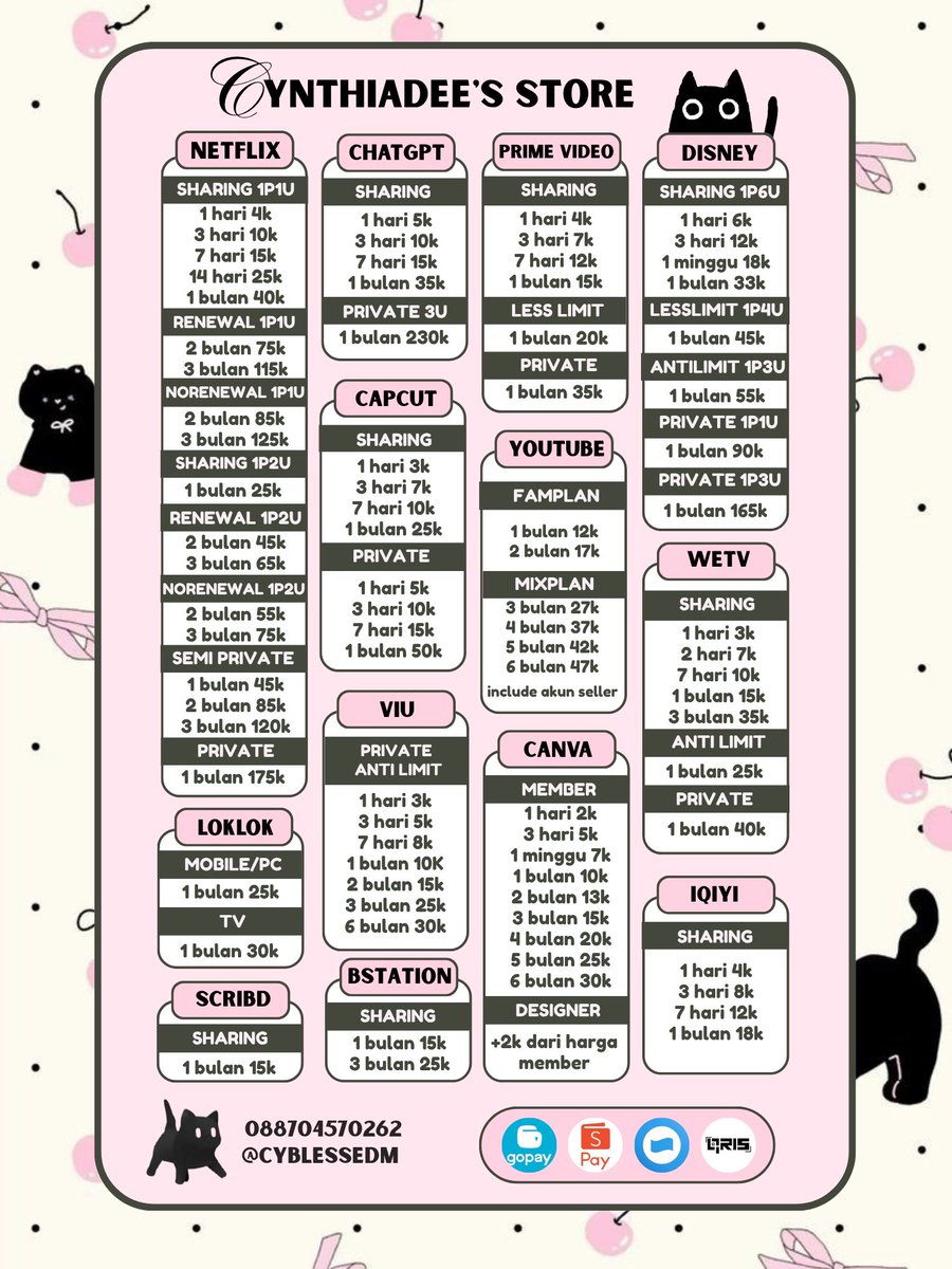 cyblessedm's tweet image. ⢠⢶⣄⠀⣠⡶⡄      ☁️ avail all e-wallet  &amp;amp;  qris 
     ⠸⣄⣘⣶⣧⣀⠇     since   ✿   ꒱   march  2O23 
       ⠰⣿⠁⢿⣷⠀      full garansi 𓊆3OOO+ testi𓊇
        ⠈⠚⠀⠘⠁⠀     ‧₊˚  💌  wa  :  tiny.cc/ibizzz