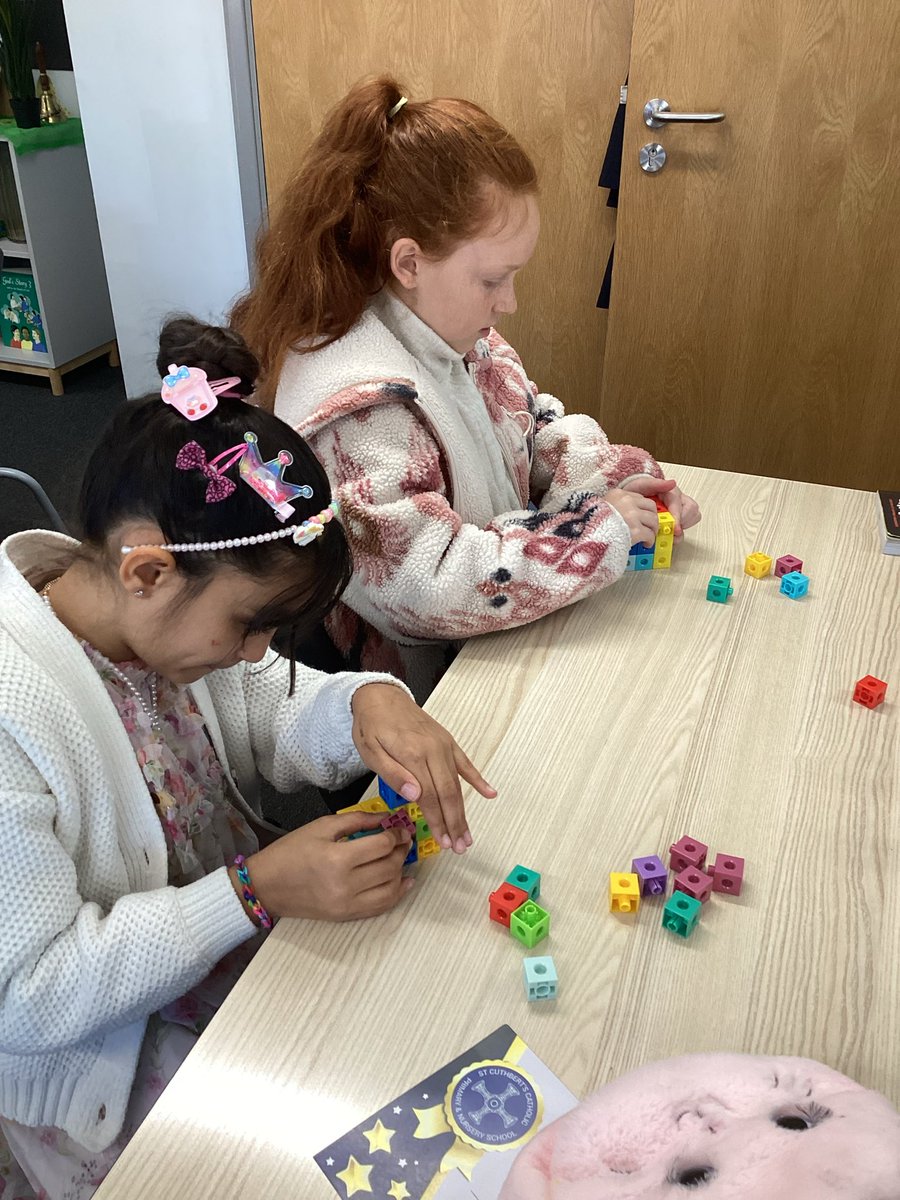 StCuthbertsPri's tweet image. Year 5 working hard in Maths this morning, we focused on cubed numbers and used linking cubes to help us visualise them. 🧮 ➕✖️➗ #StCuthbertsMaths