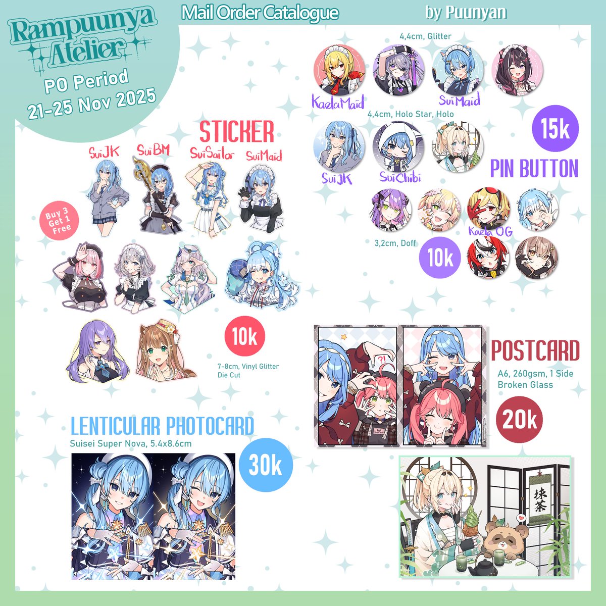 Hello! We're opening mail orders for our #COMIPARA5 #CF21 merchandise!
📅 21 Nov 2025 - 25 Nov 2025
💌 Gakumas, Original, Hololive
🛒 forms.gle/qycpiHf6vmeUbm…
Please check it out if you're interested to purchase!
Thank You! 💚💙